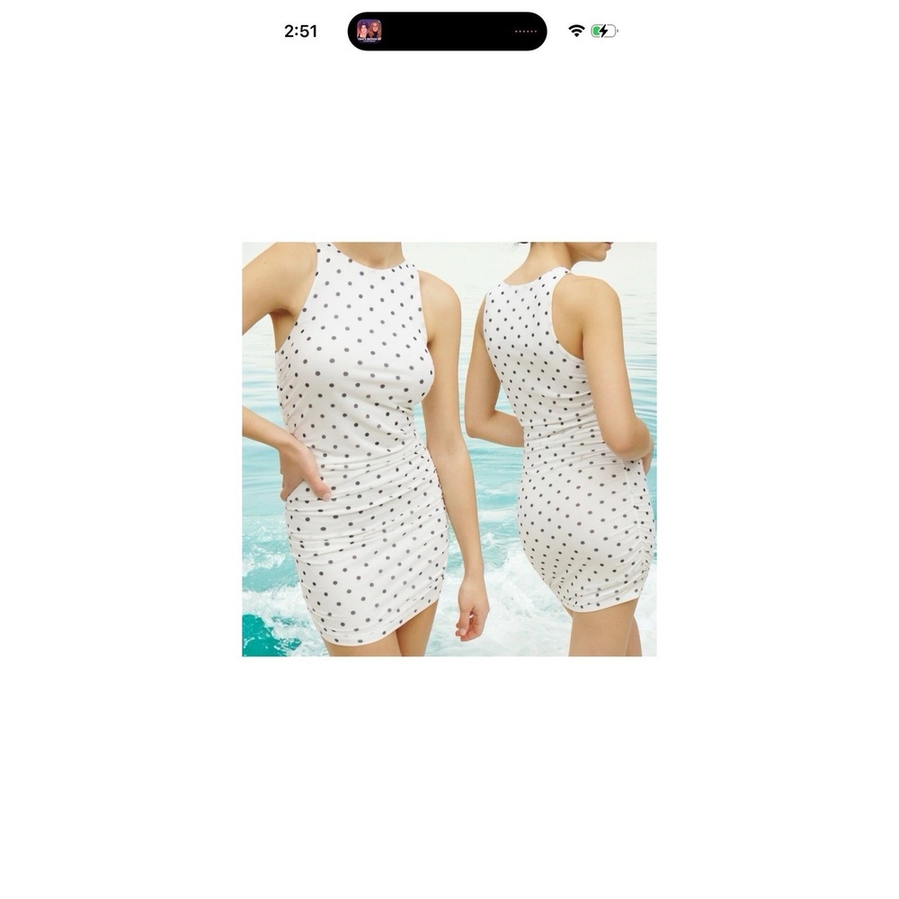 Reformation White Polka Dot Mini Dress with Black Dots - Picture 8 of 8